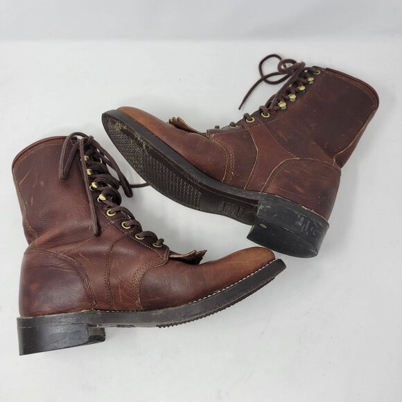 Avonite Hypalon Oil Resistant Dupont Lace Up Leather Boots Kilty 7 Brown Distres - Picture 11 of 16